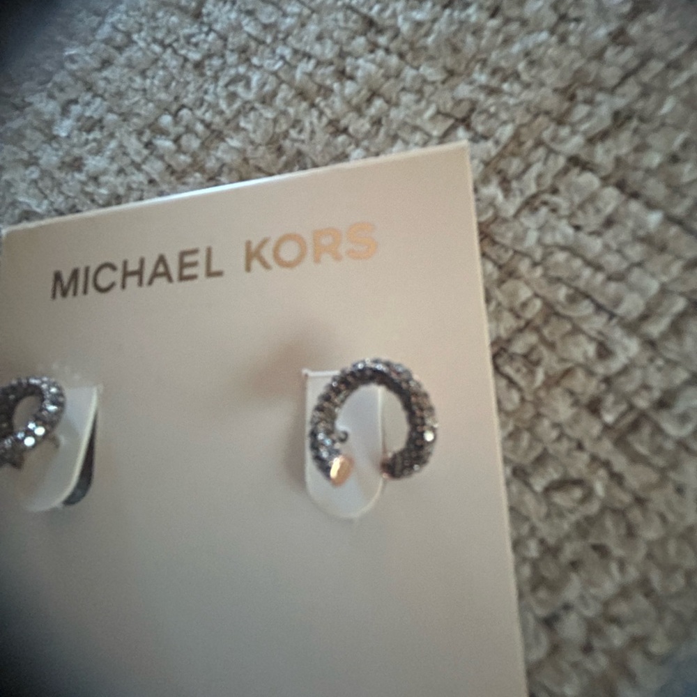 Michael Kors Sparkling Silver Hoop Earrings - Picture 2 of 4